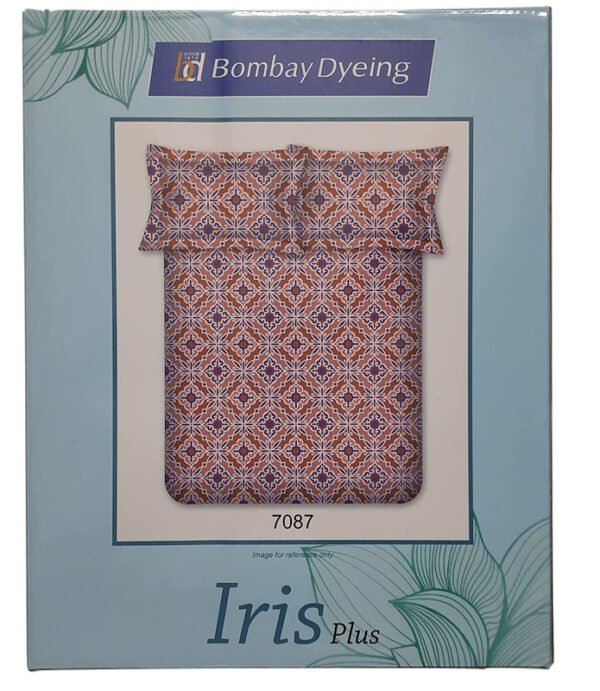 Bombay Dyeing 144TC Iris Plus Pure Cotton Bedsheet with Two Pillow Covers (Multicolor)