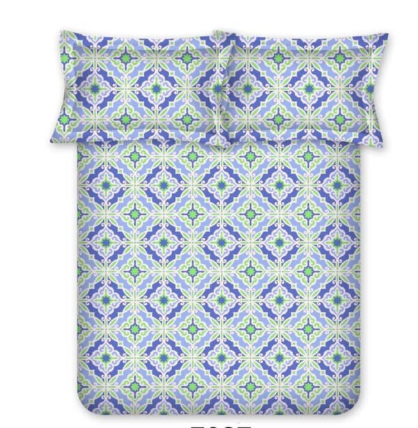 Bombay Dyeing Iris Plus 100% Cotton Double Queen Size Bedsheet Blue 7087