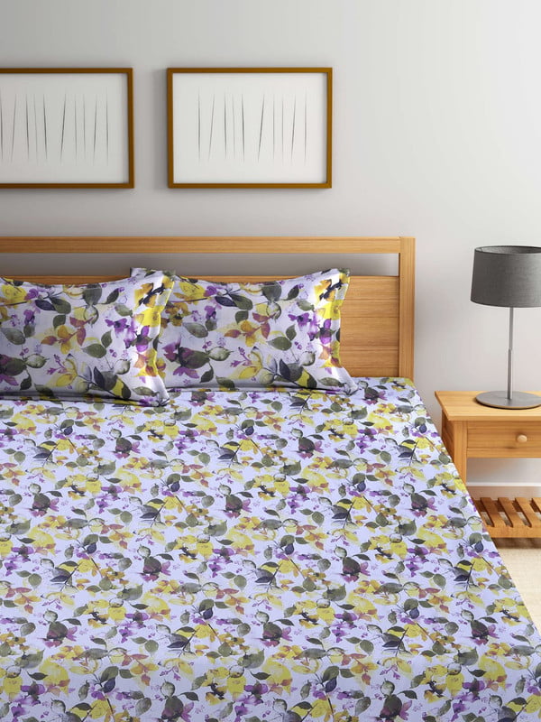 BOMBAY DYEING Florentine BEDSHEEET (2.54 X 2.28 MT) 2 Pillow Covers (46 cm X 69 cm) THREADCOUNT 210, 100 % Cotton  7184 Yellow