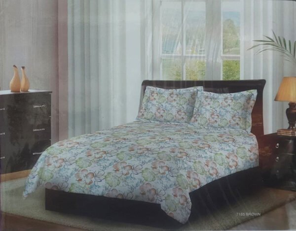 Bombay Dyeing Florentine Queen Size Double Bedsheet 100% Cotton (2.28 X 2.54 m) 2 Pillow Covers (46 cm X 69 cm) TC144 7185 Brown