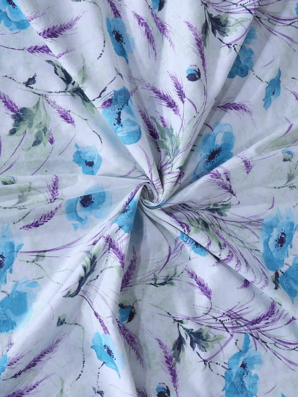 BOMBAY DYEING Florentine BEDSHEEET (2.54 X 2.28 MT) 2 Pillow Covers (46 cm X 69 cm) THREADCOUNT 210, 100 % Cotton  7186 Blue