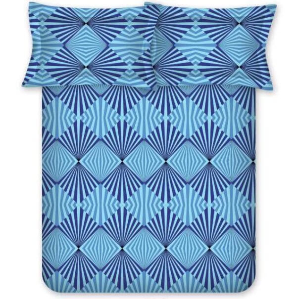 Bombay Dyeing Epigram Cotton Bedsheet 120 Thread Count with 2 Pillow Covers (Queen, Blue)