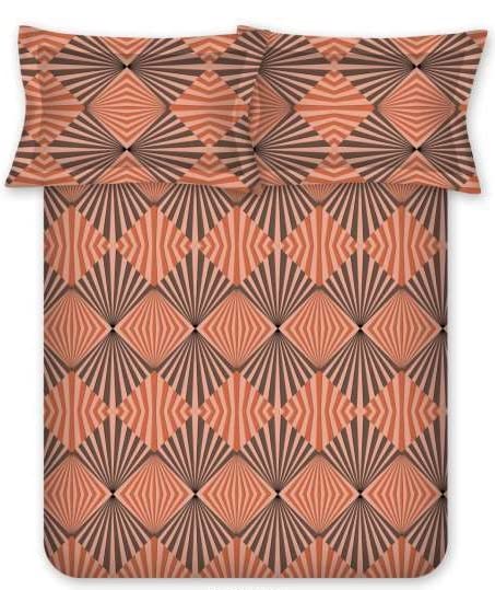 Bombay Dyeing Epigram Cotton Bedsheet 120 Thread Count with 2 Pillow Covers (Queen, Orange)