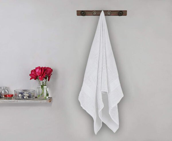 Bombay Dyeing Tulip 450 GSM Cotton Bath Towel  Large, White