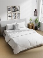 Pure Earth 300 TC Cotton Ultra Fine Olive Green Colored Solid Print King Bed Sheet Set