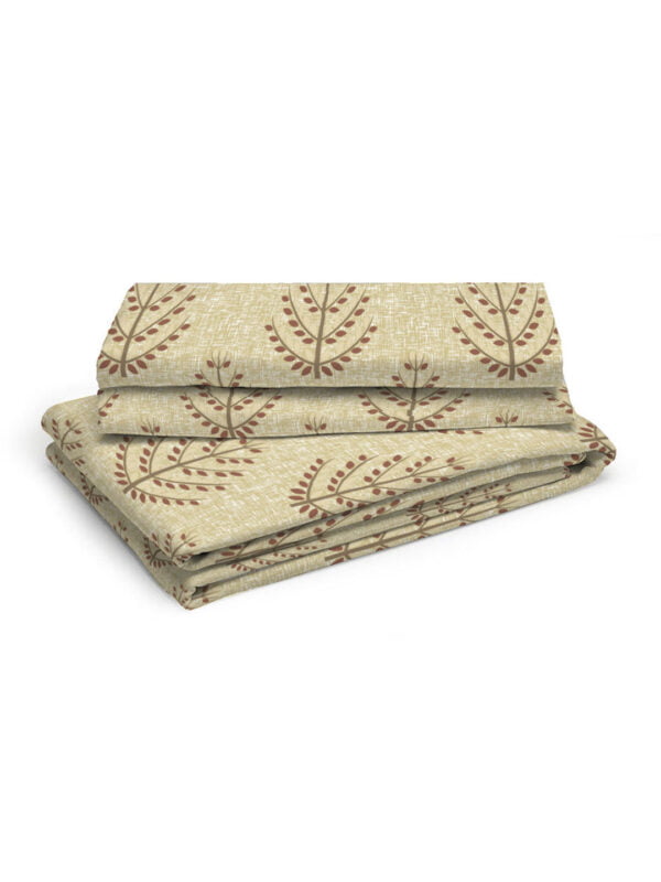 Iris Gaze Cotton Fine Beige Colored Floral Print King Bed Sheet Set