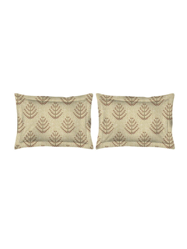 Iris Gaze Cotton Fine Beige Colored Floral Print King Bed Sheet Set