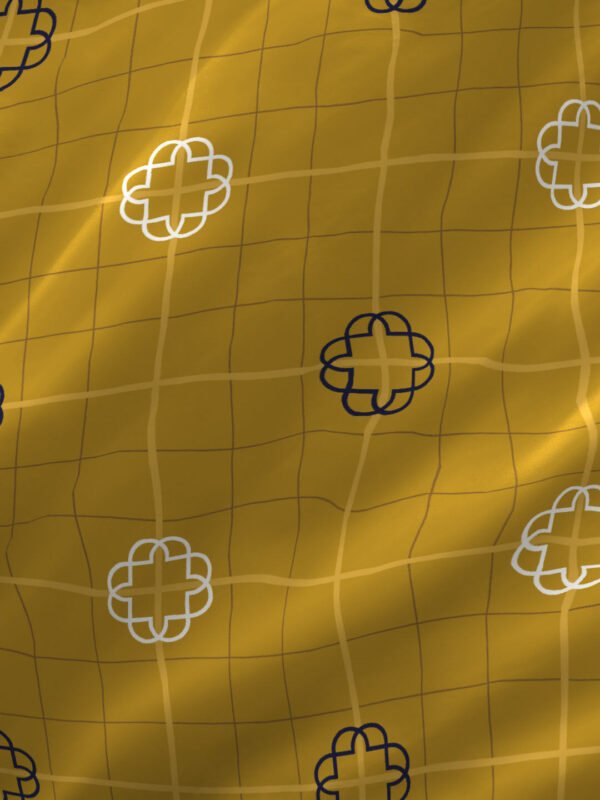Signature 300 TC Cotton Ultra Fine Yellow Colored Geometric Print King Bed Sheet Set