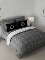 Signature 300 TC Cotton Ultra Fine Grey Colored Geometric Print King Bed Sheet Set