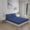 Kalpavriksha 300 TC 100% Cotton Ultra Fine Dark Blue Colored Solid Print King Bed Sheet Set