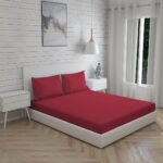 Kalpavriksha 300 TC 100% Cotton Ultra Fine Maroon Colored Solid Print King Bed Sheet Set