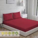Kalpavriksha 300 TC 100% Cotton Ultra Fine Maroon Colored Solid Print King Bed Sheet Set