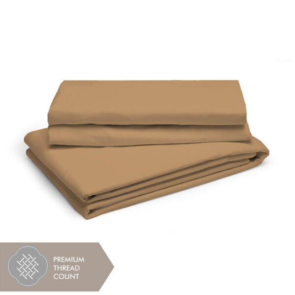 Kalpavriksha 300 TC 100% Cotton Ultra Fine Brown Colored Solid Print King Bed Sheet Set