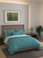 Kalpavriksha 300 TC 100% Cotton Ultra Fine Blue Colored Solid Print King Bed Sheet Set