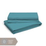 Kalpavriksha 300 TC 100% Cotton Ultra Fine Blue Colored Solid Print King Bed Sheet Set