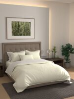 Kalpavriksha 300 TC 100% Cotton Ultra Fine Ivory Colored Solid Print King Bed Sheet Set