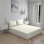 Kalpavriksha 300 TC 100% Cotton Ultra Fine Ivory Colored Solid Print King Bed Sheet Set