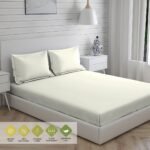 Kalpavriksha 300 TC 100% Cotton Ultra Fine Ivory Colored Solid Print King Bed Sheet Set