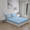 Kalpavriksha 300 TC 100% Cotton Ultra Fine Blue Colored Solid Print King Bed Sheet Set