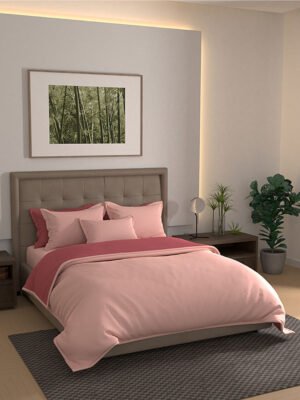 Kalpavriksha 300 TC 100% Cotton Ultra Fine Pink Colored Solid Print King Bed Sheet Set
