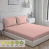 Kalpavriksha 300 TC 100% Cotton Ultra Fine Pink Colored Solid Print King Bed Sheet Set