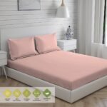 Kalpavriksha 300 TC 100% Cotton Ultra Fine Pink Colored Solid Print King Bed Sheet Set