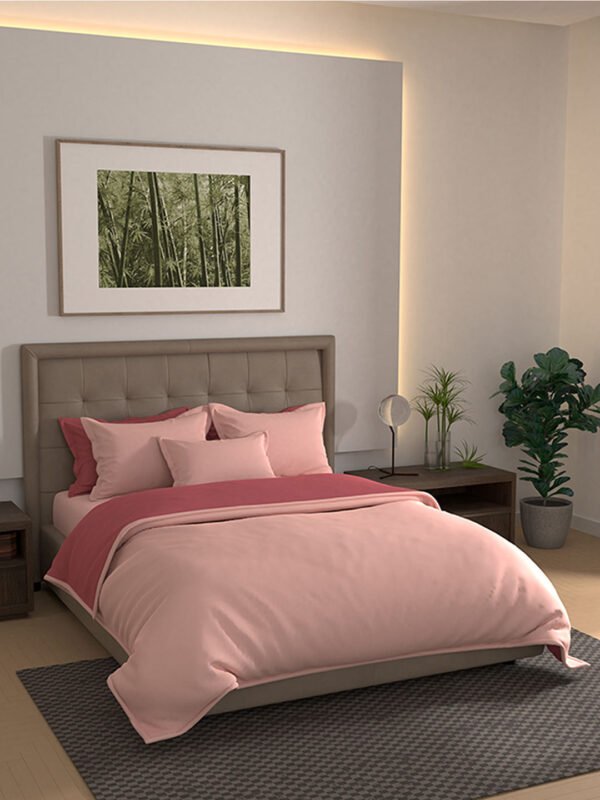 Kalpavriksha 300 TC 100% Cotton Ultra Fine Pink Colored Solid Print King Bed Sheet Set