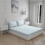 Kalpavriksha 300 TC 100% Cotton Ultra Fine Blue Colored Solid Print King Bed Sheet Set
