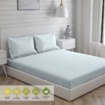 Kalpavriksha 300 TC 100% Cotton Ultra Fine Blue Colored Solid Print King Bed Sheet Set