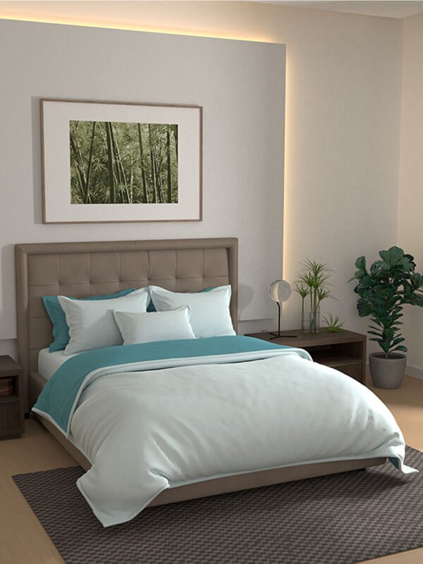 Kalpavriksha 300 TC 100% Cotton Ultra Fine Blue Colored Solid Print King Bed Sheet Set