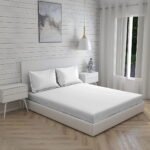 Kalpavriksha 300 TC 100% Cotton Ultra Fine White Colored Solid Print King Bed Sheet Set