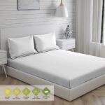 Kalpavriksha 300 TC 100% Cotton Ultra Fine White Colored Solid Print King Bed Sheet Set