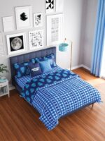 Hamsa Healing 100% Cotton Fine Dark Blue Colored Abstract Print King Bed Sheet Set