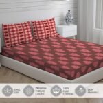 Hamsa Healing 100% Cotton Fine Maroon Colored Abstract Print King Bed Sheet Set