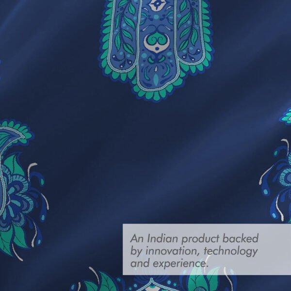 Hamsa Healing Cotton Fine Dark Blue Colored Abstract Print Single Bed Sheet Set