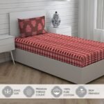 Hamsa Healing Cotton Fine Red Colored Abstract Print Single Bed Sheet Set