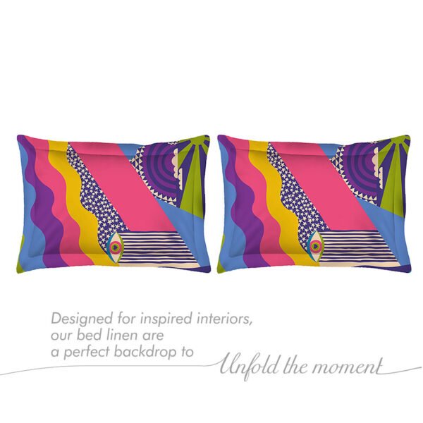 Happy Hippie 150 TC Cotton Super Fine Blue Colored Abstract Print King Bed Sheet Set