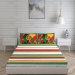 Rasta Rhyms 100% Cotton Fine Multi Colored Stripes Print King Bed Sheet Set