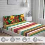 Rasta Rhyms 100% Cotton Fine Multi Colored Stripes Print King Bed Sheet Set