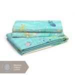 Rock & Room 150 TC Cotton Fine Sea Blue Colored Cartoon Print Single Bed Sheet Set