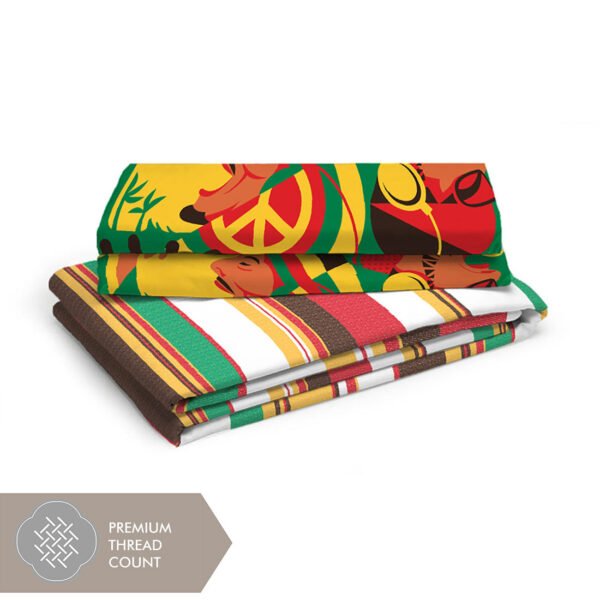 Rasta Rhyms 100% Cotton Fine Multi Colored Stripes Print Single Bed Sheet Set