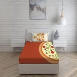 Rock & Room 200 TC 100% Cotton Super Fine Multi Colored Cartoon Print Single Bed Sheet Set