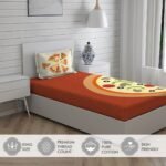 Rock & Room 200 TC 100% Cotton Super Fine Multi Colored Cartoon Print Single Bed Sheet Set
