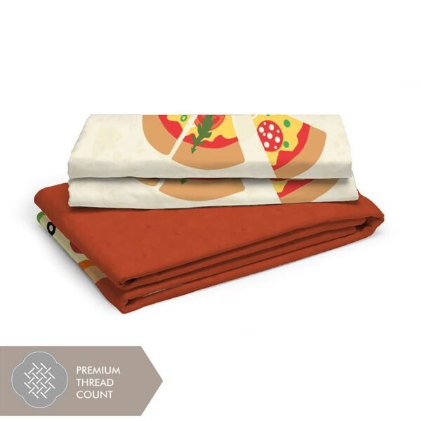 Rock & Room 200 TC 100% Cotton Super Fine Multi Colored Cartoon Print King Bed Sheet Set