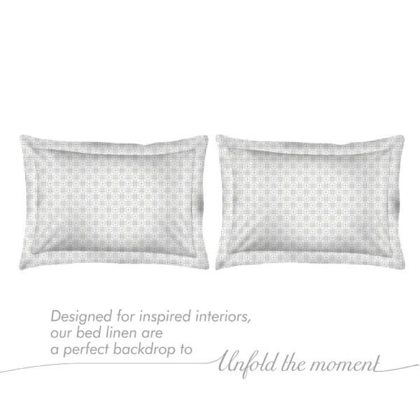 Cottage Garden-1 300 TC 100% Cotton Ultra Fine White/Grey Colored Geometric Print Double Bed Sheet Set