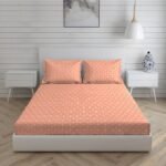 Cottage Garden-1 300 TC 100% Cotton Ultra Fine Orange Colored Geometric Print Double Bed Sheet Set