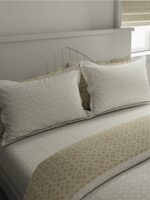 Cottage Garden-1 300 TC 100% Cotton Ultra Fine White Colored Ethnic Print Double Bed Sheet Set