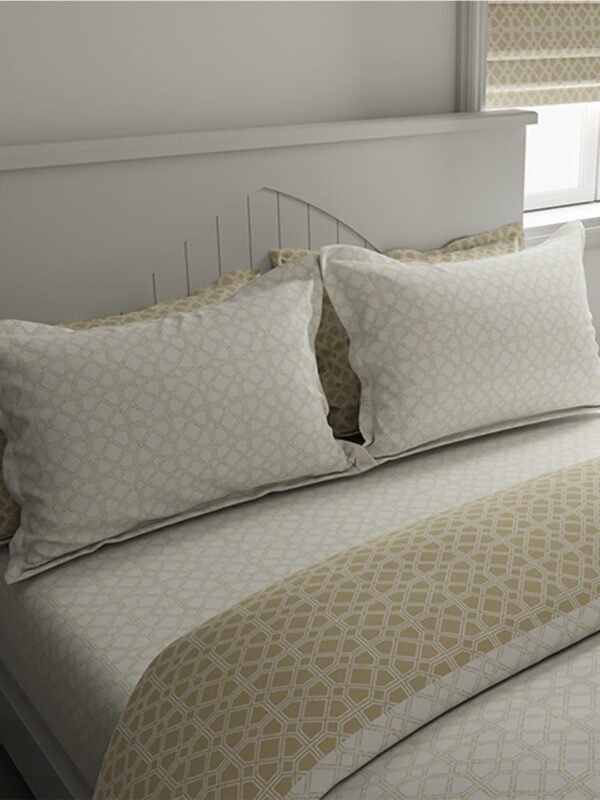 Cottage Garden-1 300 TC 100% Cotton Ultra Fine White Colored Ethnic Print Double Bed Sheet Set