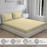 Cottage Garden-1 300 TC 100% Cotton Ultra Fine Yellow Colored Ethnic Print Double Bed Sheet Set