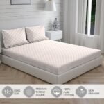 Cottage Garden-1 300 TC 100% Cotton Ultra Fine White/Orange Colored Ethnic Print Double Bed Sheet Set